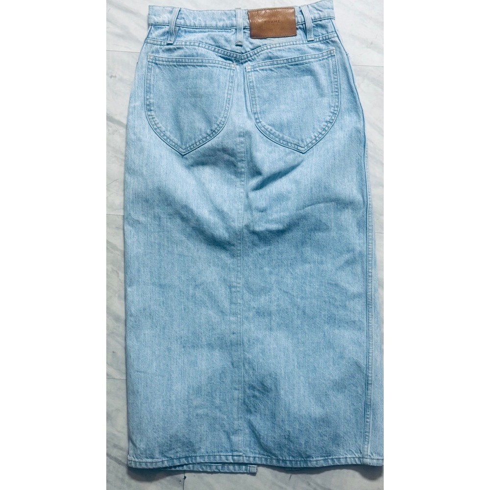 FRAME Le Italien Turin Denim Maxi Jean Skirt Light Wash Blue Made in Italy Sz 26 - Picture 2 of 12